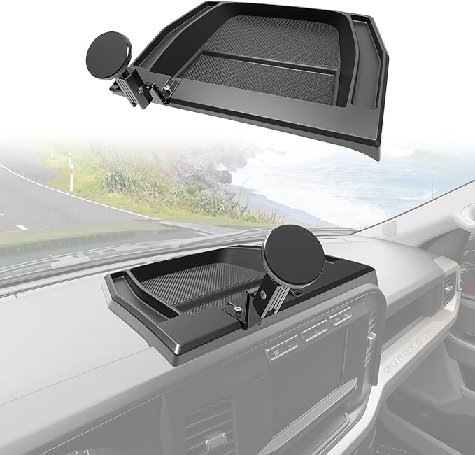 8”Screen Dashboard Phone Holder Compatible with 2023-2026 Ford Super Duty XL F250 F350 F450 Center Console Organizer Dash Tray Phone Mount for 2024 Super Duty Accessories(F250-450 2023-2026)