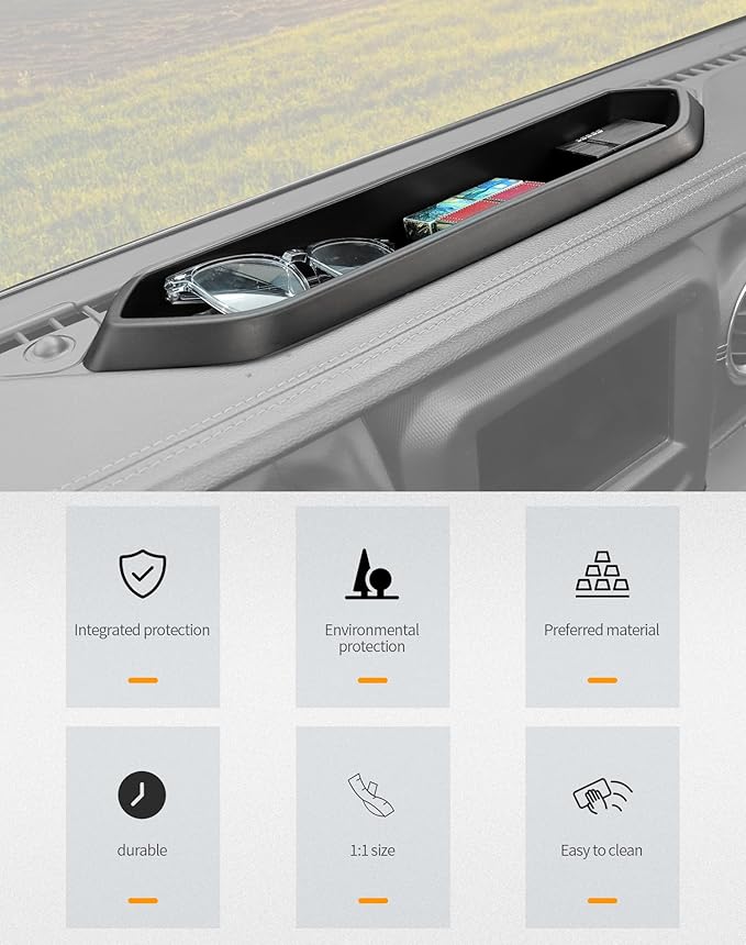 Hoolcar for Jeep Center Console Dashboard Storage Tray Compatible with Jeep Wrangler JL JLU 2/4 Doors 2018-2024 Interior Accessories Dash Organizer Tray for Key Sunglasses Phone