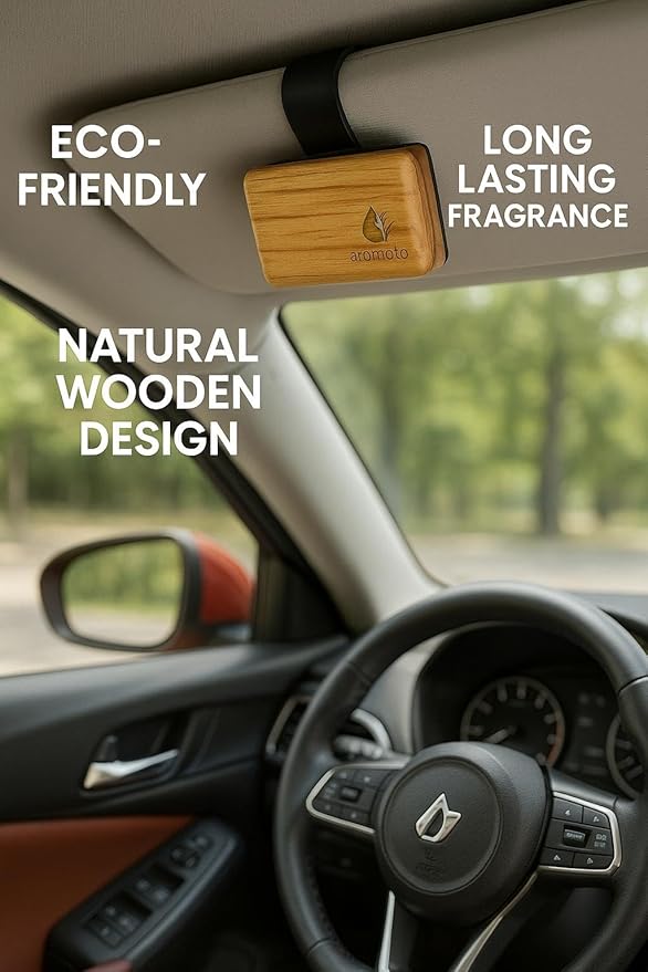 Wooden Car Air Freshener – Premium Natural Scents for Every Drive – Car Odor Eliminator (Amber)