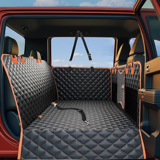 Back Seat Extender for Dogs,Dog Car Seat Cover for Back Seat with Hard Bottom Holds 500 lbs,Car Seat Protector,Waterproof Extender for Dogs,Pet Bed for Full Size F150/RAM1500/Silverado Crew Cab Pickup