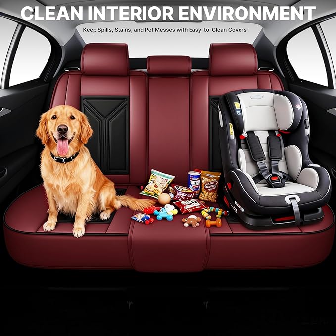 Car Seat Cover for Lexus RX 350 2007-2026,Leather Seat Cover for Car,Breathable Vehicle Cushions Cover Waterproof Protectors Seat Protector, (Full Set,Black&Red)