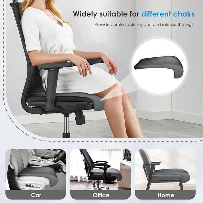 FLORICH Car Seat Extender Leg Extender Support Cushion for Driver Seats Office Chair, Leather Carseat Leg Support for Long Drivers Universal Car Seat Cushion Legs Rest Pads-Dark Grey