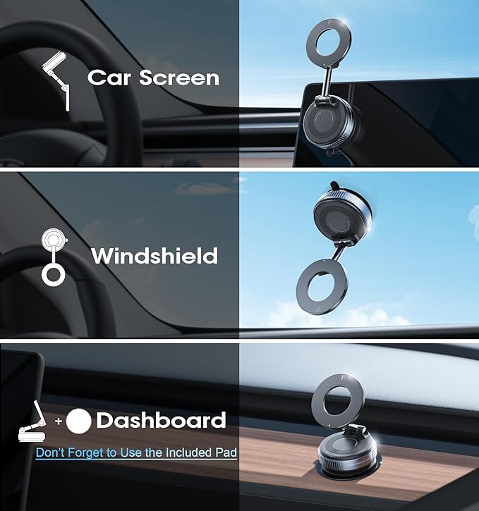 2026 Upgraded Vacuum Magnetic Car Phone Holder 360° Reinforced 96LBS Ultra Suction Cup Phone Mount for MagSafe Cell Phone Holders for Your Car/Gym/Mirror Mount for iPhone & Android