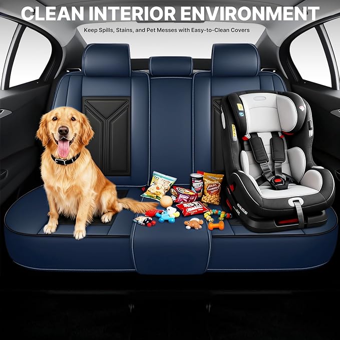 Car Seat Cover for Lexus RX 350 2007-2026,Leather Seat Cover for Car,Breathable Vehicle Cushions Cover Waterproof Protectors Seat Protector, (Full Set,Black&Blue)