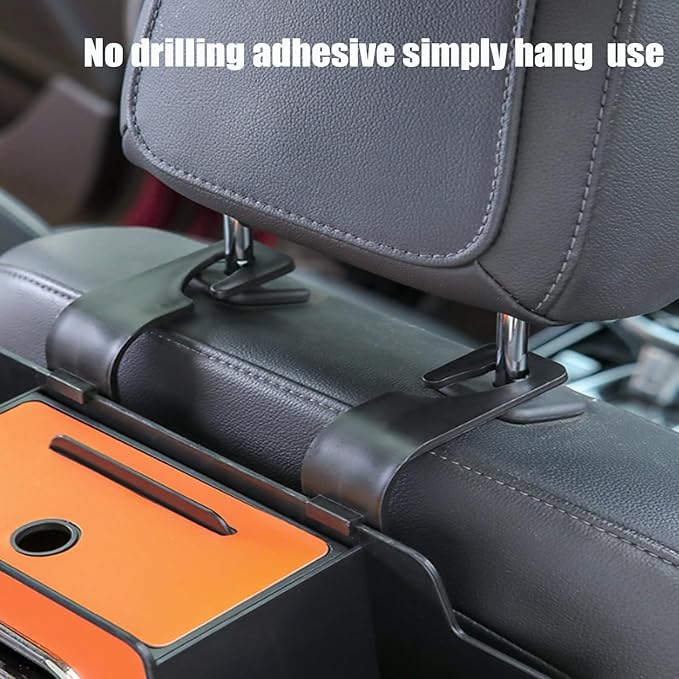 3 in 1 Car Backseat Organizer with Cup Holder, Leather Multifunctional Seat Back Storage with Tissue Box, Phone Holder and Hooks, for Hold Phones, Snacks, Drinks, and Handbags (Orange,1PCS)