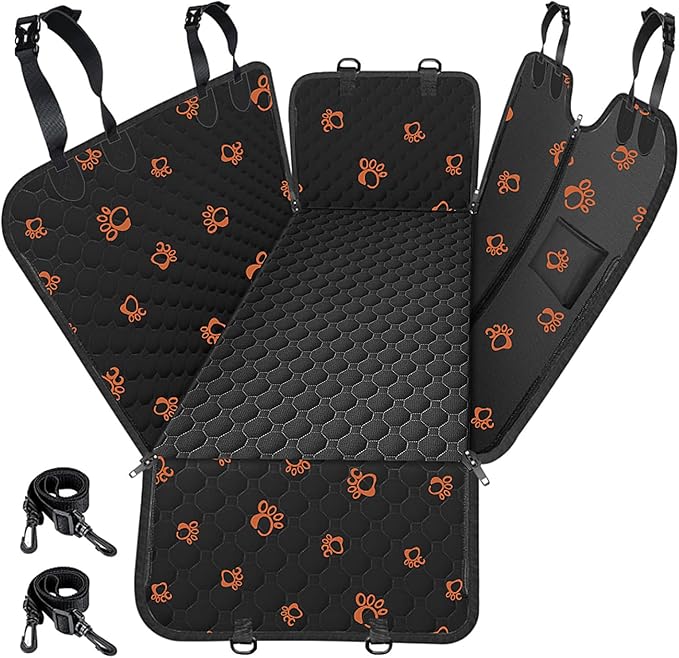 Mancro Dog Car Seat Cover for Back Seat, 2025 Upgraded 600D Heavy Duty Waterproof & Scratch-Resistant Dog Hammock for Car, Back Seat Pet Cover for Dogs with Sedan, and SUVs, Standard, Paw Prints