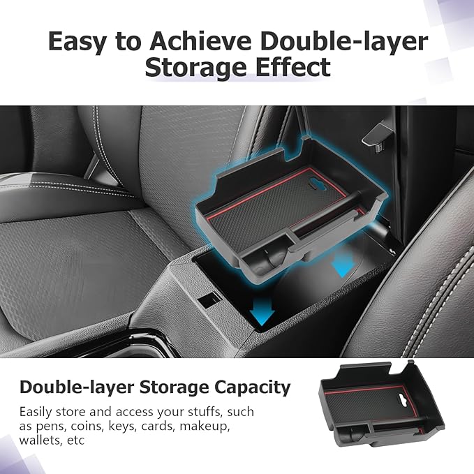 LUWU Center Console Organizer Compatible with Jeep Compass 2021-2026/Dodge Hornet 2023-2026 Accessories Armrest Console Storage Box Insert Tray ABS Material Coin Container Red