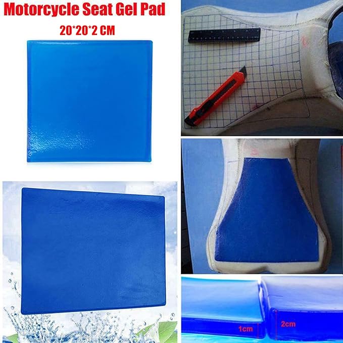 Motorcycle Seat Gel Pad Shock Absorption Mats Reduce Fatigue Comfortable Soft Cooling Fabric Cushion DIY Seat Pad Car Seat Driver Office Chair Seat Cushion(20 x 20 x 2cm)