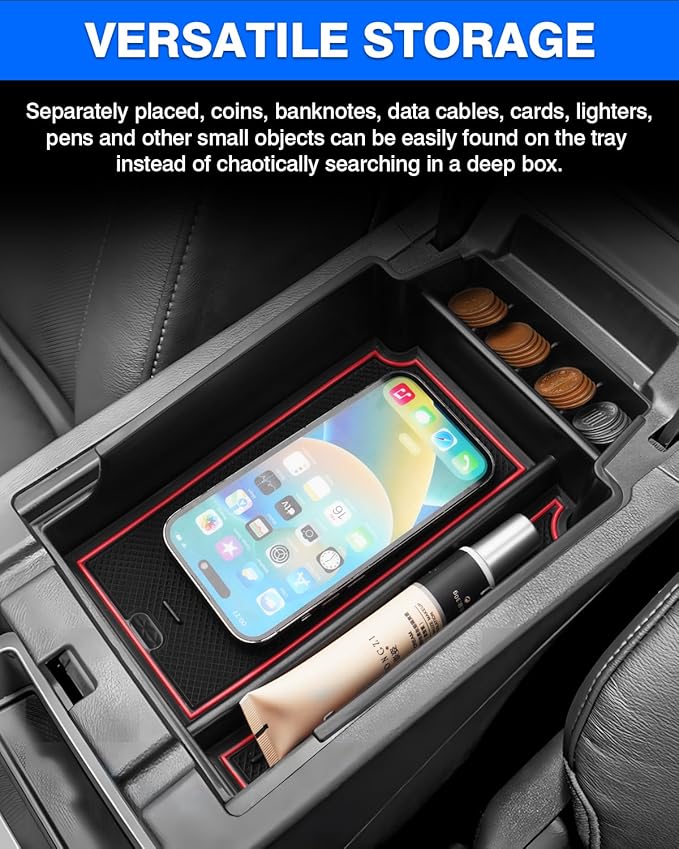 Autorder Center Console Organizer for 2019-2025 Chevy/Chevrolet Blazer Accessories Armrest Storage Box Secondary Insert Tray with 2 Color Mats