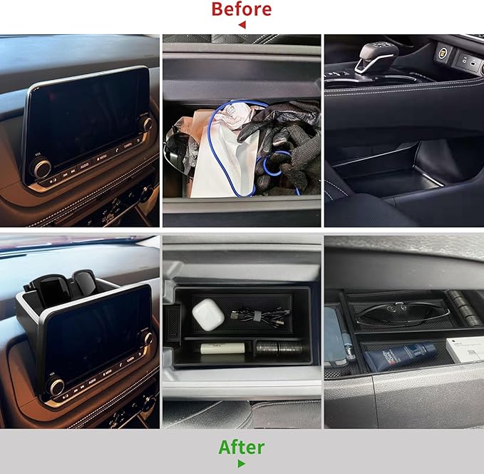3PCS Center Console Organizer Compatible with 2021-2025 2026 Nissan Rogue S/SV/Rock Creek Accessories, Dashboard Tray Armrest Storage Box Lower Center Console Tray (Only Fit 8-Inch Screen)