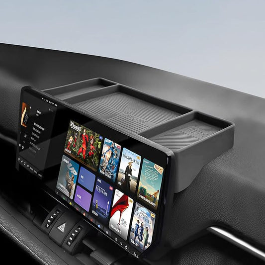 Temmis Dashboard Organizer for Toyota Highlander 2022-2026, Silicone Dash Board Tissue Holder Dash Storage Tray Container Box Behind Screen-Black