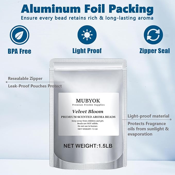 MUBYOK 1.5LB Velvet Bloom Premium Scented Aroma Beads for Making Car Freshies Supplies PreScented Beads for Car Air Freshener Sachets Long-Lasing Scent