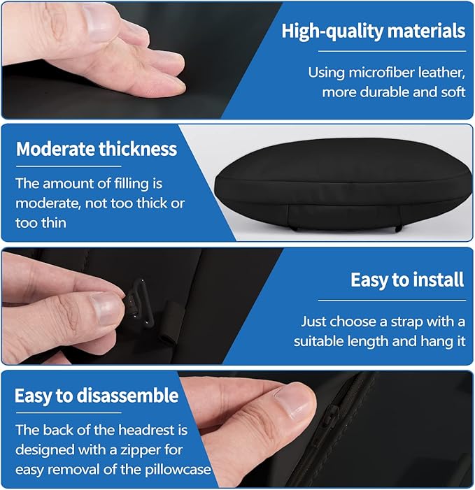 1 Pack Car Headrest Neck Pillow Fits for Tesla Model 3 Model Y Model S Model X Accessories,Car Seat Pillow Head Neck Rest Cushion(Black)
