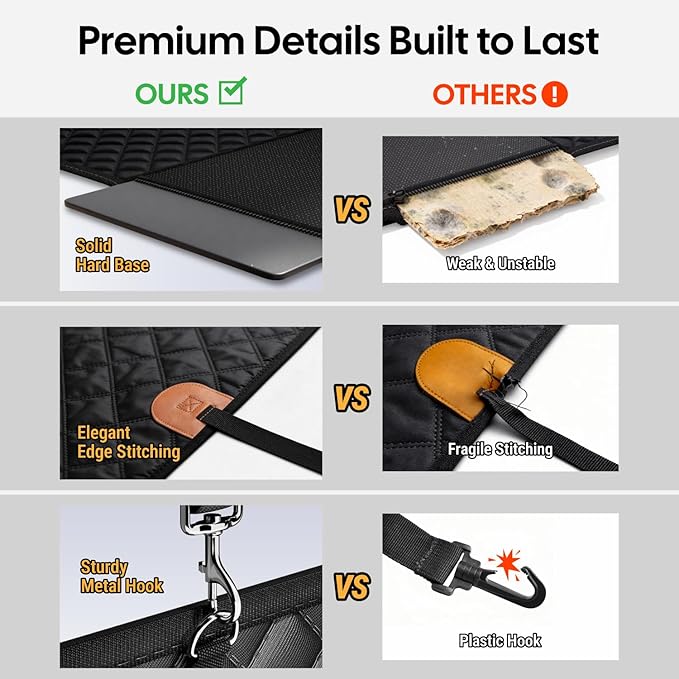 Wigoo Dog Car Seat Cover for Back Seat, 450lb Hardbottom Dog Hammock,Waterproof & Anti-Scratch Backseat Protector for 1-4 Large/Medium Dogs, Seat Extender for SUV Medium Truck, Size-L, Black+Orange