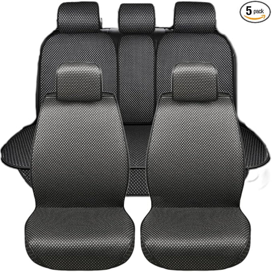 Auto Newer 5 Seats Luxury Breathable Car Seat Cover Full Set Fit Four Seasons of Universal Automotive Vehicle Cushion Cover Compatible with 90% Cars,SUV,Trucks(Full Set Black)