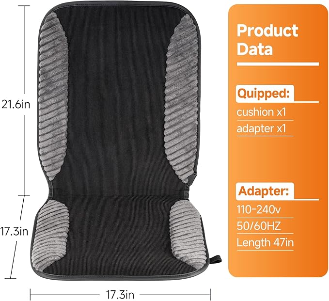 Heated Seat Cushion for Office Chair, 7-Level Heating Chair Pad with Timer, Comfortable Seat Warmer for Home, Office and More