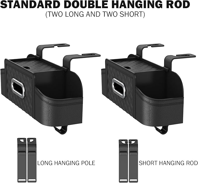 Car Backseat Organizers, Backseat Organizer, 2 Car Cup Holder with Tissue Holder & Hooks Heavy Duty Multifunctional Storage for Most Vehicles