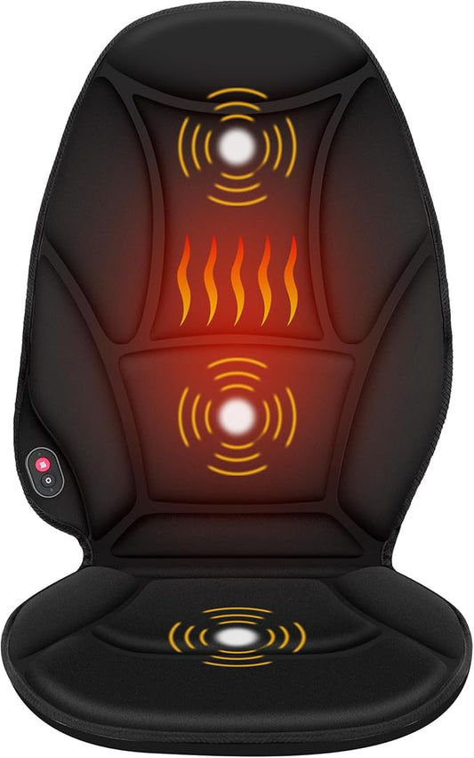 COMFIER Vibration Back Massager with Heat, Heated Massage Chair Pad, Massage Seat Cushion, Chair Massager pad, seat Warmer 5 Vibrating Modes & 2 Heat Levels, Ideal Gifts for Men Women