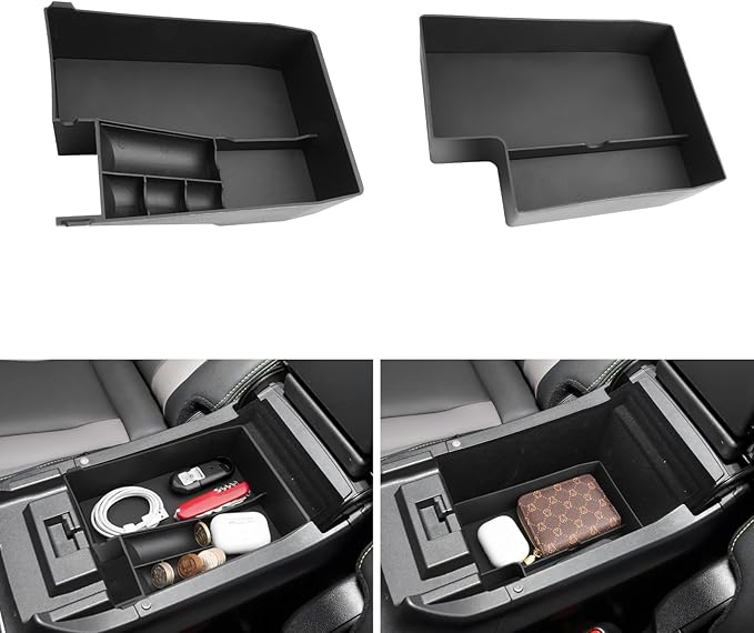 LUWU Outback 2020-2025/Legacy 2020-2025 Accessories Compatible with Subaru Outback/Legacy Center Console Organizer Armrest Console Storage Box Insert Tray ABS Material Black Coin Container 2-Pack