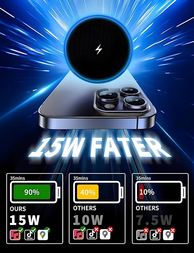 CHGeek Wireless Car Charger, 2026 Upgrade 15W Fast Charging Auto Clamping Car Phone Holder Charger, Phone Holders for car Mount, fit for iPhone 17 16 15 14 13 Mini Pro Max XR,Samsung Galaxy S25 Ultra