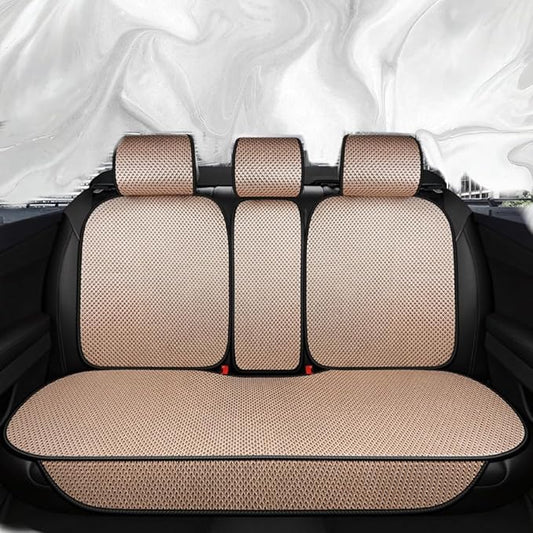 Auto Newer Luxury Breathable Car Seat Cover,Rear Car Seat Protector, Fit Four Seasons of Universal Automotive Vehicle Cushion Cover, Compatible with 92% Cars,SUV,Trucks (Gold Beige,Rear Seats)