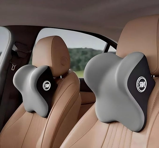 2 Pack Car Headrest Pillow for Neck Support, Car Neck Pillow for Driving with Adjustable Strap and Removable Cover, Universal Fit Headrest Car Pillow Grey