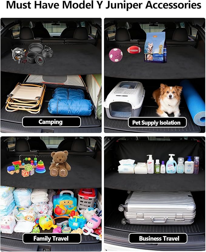 for Tesla Trunk Cargo Cover Model Y Juniper 2025 2026 Trunk Storage Board Model Y Accessories Storage Dividers Layered Partition Board Shield Shade Anti-Spy Luggage Privacy