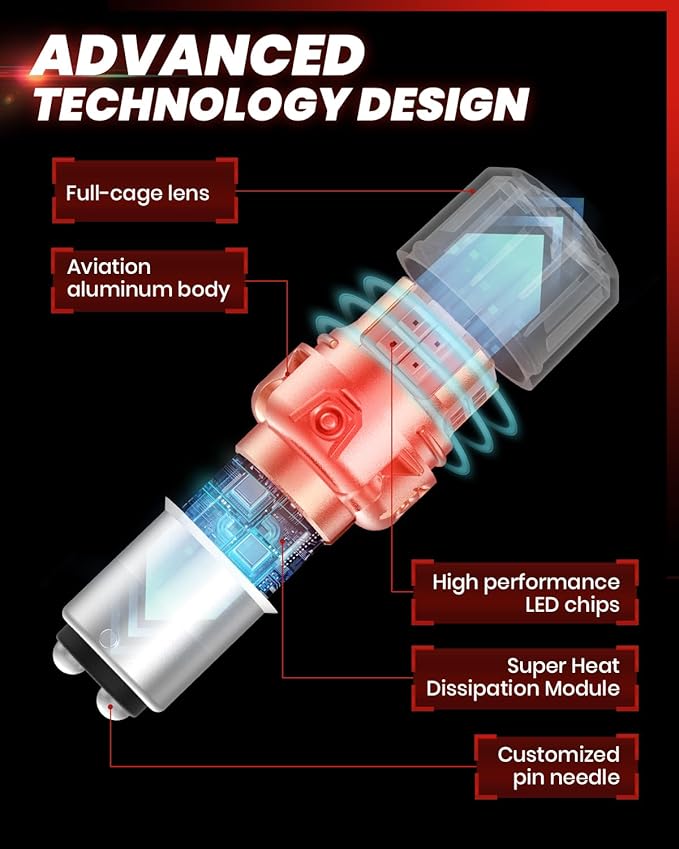LASFIT 1157 LED Bulb Red Brake Light Tail Lights, Upgraded 500% Super Bright 2057 2357 7528 BAY15D LED Lamps with Projector Lens Replacement for Inner Taillights Stop Lights, 2pcs