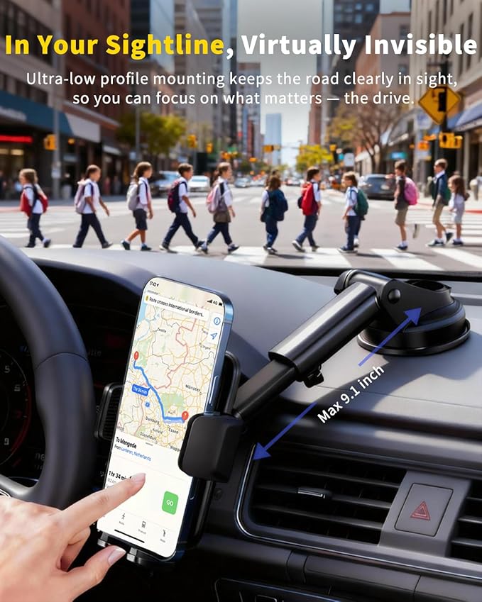 RayLink【122+LBS Strongest Suction & Military-Grade Ultimate Car Phone Holder【Patent & Safety Certs】 Cell Phone Mount Truck Stand for Dashboard Windshield Vent for iPhone 17 Pro Max 16 15 Samsung