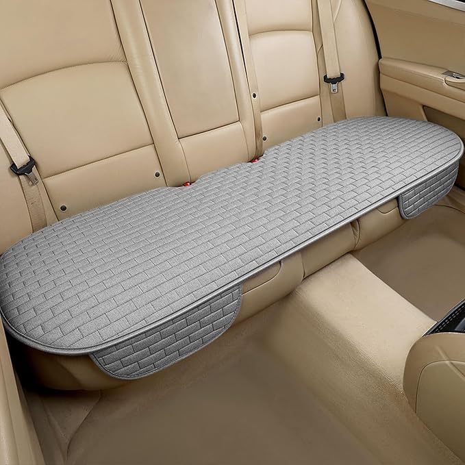 Gray Back Seat Cover, Rear Car Seat Cover for Cars Truck SUV,Seat Covers with Storage Pocket,Bottom Auto Seat Cushion Pad Mat for Most Vehicles-Gray,1 Pcs