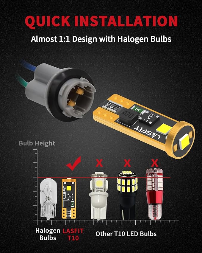 LASFIT 194 168 T10 192 2825 W5W LED Bulb Canbus Error Free, Non-Polarity 400LM Extremely Bright for Dome Map Courtesy Door Trunk Cargo Lights, 12-24V, Ice Blue (Pack of 2)