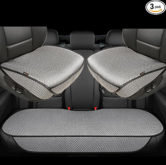 Auto Newer Breathable Universal Four Seasons Car Seat Covers, Luxury Include Front Car Seat Protector and RearCar Seat Cushion,Compatible with 95% Vehicles， Fit for Cars Truck SUV (Grey,3PCS)