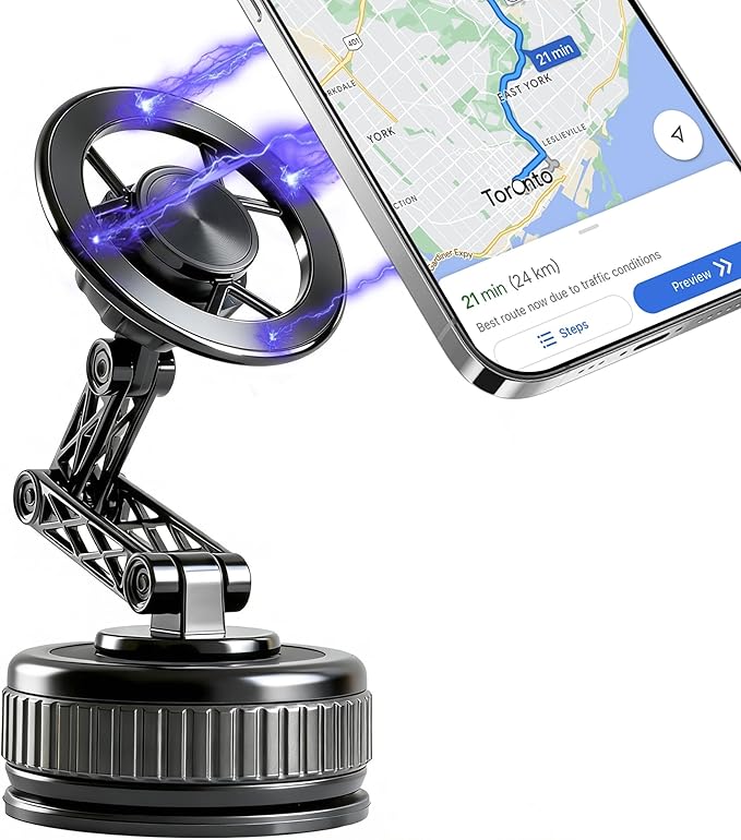 Car Phone Holder [120+LBS Strongest Suction & 2800gf Magnetic] , 360° Adjustable Magsafe Car Mount, Car Phone Mount for Cars/Gyms/Mirrors/Shower Stalls, Compatible with iPhone and Android Devices (6)