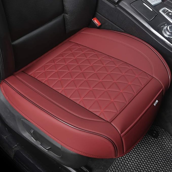 Black Panther Luxury Faux Leather Car Seat Cover for Front Bottom Seat, Anti-Slip and Wrap Around The Bottom, Fits 95% of Vehicles - 1 Piece,Burgundy