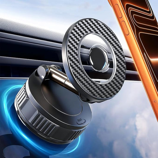 Magnetic Car Phone Holder for MagSafe, 120+ LB Suction Cup & 2800gf Magnetic Force, 360° Adjustable Mount for iPhone Pro Max/Plus & MagSafe-Compatible Android Phones (CHH12)