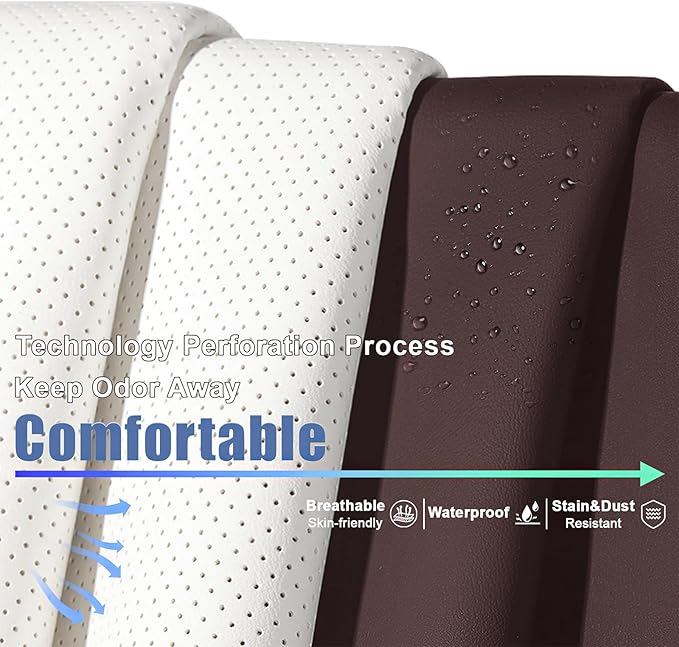 2 Car Seat Covers for Chrysler Pacifica 2004-2026 Breathable Leather,Waterproof Car Seat Protectors with Comfort Headrest Pillows,Automotive Vehicle Cushion with Storage Pockets (Luxury,Brown)