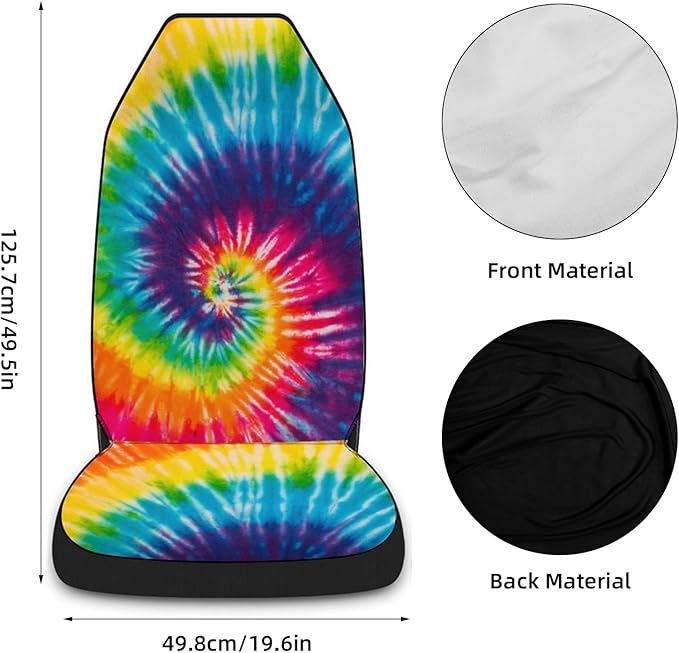 2 Pcs Premium Colorful Circle Car Seat Cover, Breathable & Washable Car Seat Covers Full Sets, Fashionable Printed Seat Covers for Cars Interior, Universal Fit for Most Cars, Sedan, Truck, SUV
