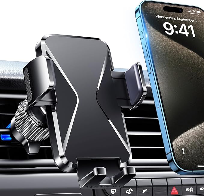 Qifutan Cell Phone Holder for Car Mount Car Vent Phone Mount, 360° Rotatable, Hands-Free Air Vent Holder for iPhone Smartphones Camera Mounts(4-7 Inch)
