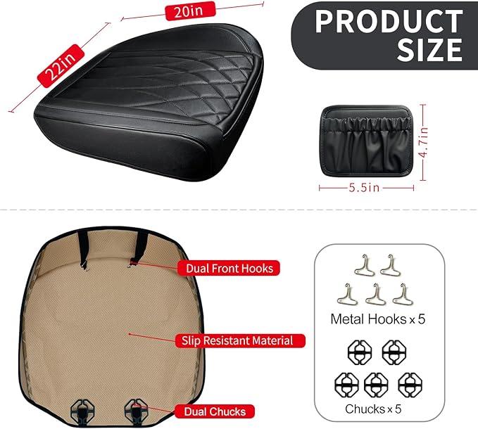 2 Pack Leather Front Car Seat Cover Bottom Car Seat, Universal Anti-Slip Driver Car Seat Protectors with Storage Pocket, Waterproof Bottom Auto Seat Cushion Pad Mat for Most Vehicles(Black)