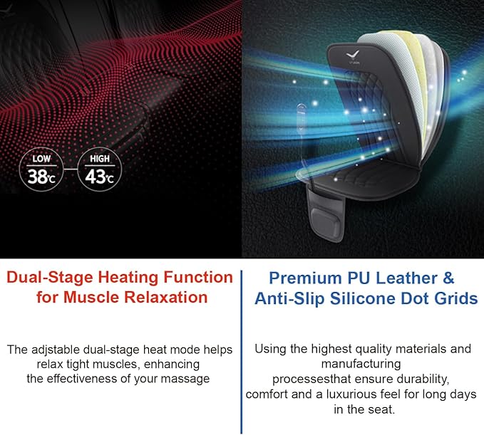 Laxon Vehicle Seat Air Massage Cover. Tailored for Long-Distance Drivers with Long Driving.11 Air Cells Dynamic Work 3 Massage Mode for Back & Hip. Relax Muscles While Driving (Brown)