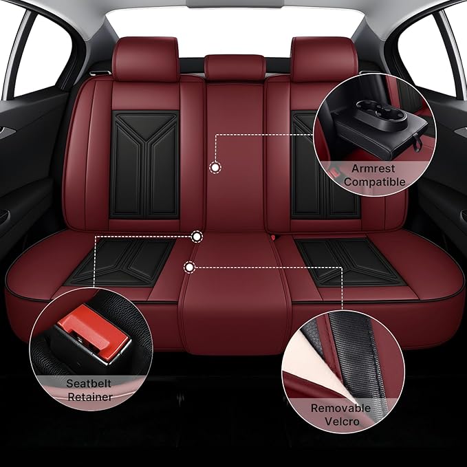 Car Seat Cover for Lexus RX 350 2007-2026,Leather Seat Cover for Car,Breathable Vehicle Cushions Cover Waterproof Protectors Seat Protector, (Full Set,Black&Red)