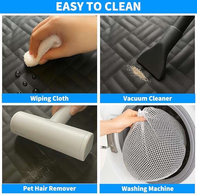 Dog Car Seat Cover for Back Seat, Hard Bottom Upgraded Leather Back Seat Extender Holds 400lbs, Waterproof Anti-Scratch Heavy Duty Dog Hammock for Car, SUV, Truck, Large Space Pet Travel Bed