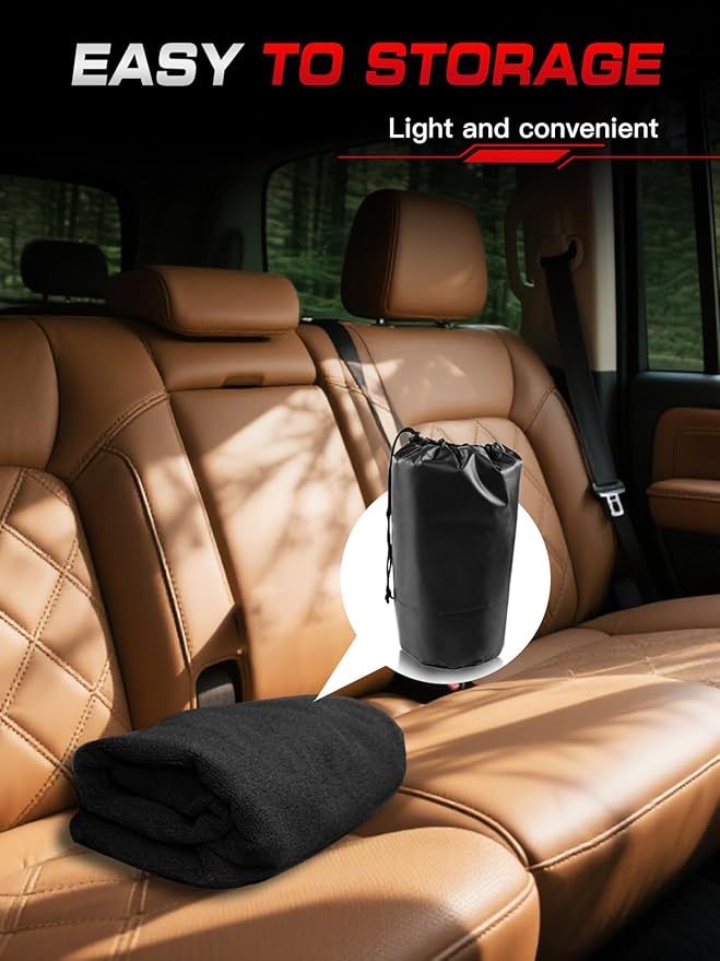 Waterproof Towel Back Seat Cover for Car, Truck, Van & SUV – Durable Rear Bench Seat Cover for Kids & Dogs, Seat Back Protector Easy to Install (Black)