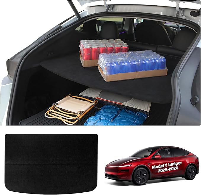 for Tesla Trunk Cargo Cover Model Y Juniper 2025 2026 Trunk Storage Board Model Y Accessories Storage Dividers Layered Partition Board Shield Shade Anti-Spy Luggage Privacy