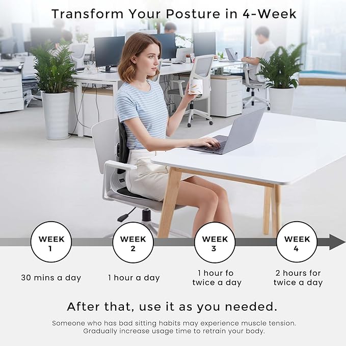 ZZWS Ergonomic Back Support for Office Chair, Foldable Lumbar Support Posture Corrector for Women, for Good Posture Correction, Lumbar Suppor for Floor Seat, Perfect for Home, Work, Office