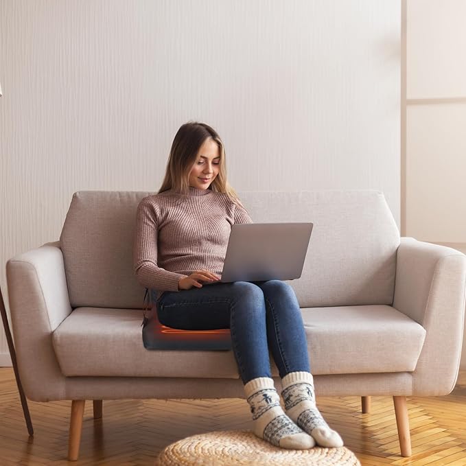 Nice C Heated Stadium Seat with Battery, Heated Seat Cushion, Heated Bleacher Seat, Stadium Seat with Back, Lightweight, Thick Padded with Carry Handle, Power Bank Included (2-P Heated Black)