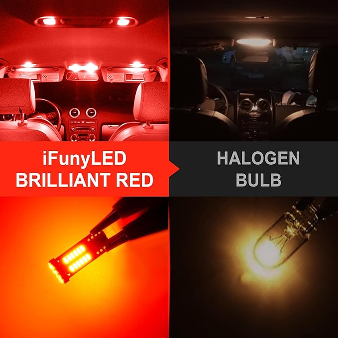 10Pcs Super Bright 194 T10 168 2825 W5W 34-SMD 3014 Chipsets Replacement LED Bulb for Car Trunk Interior Dome Map Door Courtesy License Plate Lights - Brilliant Red