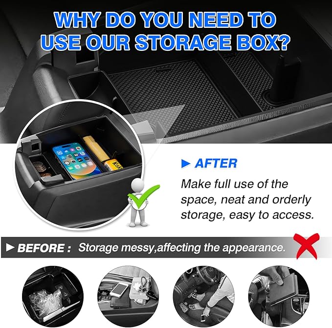 Autorder Center Console Organizer for 2023-2026 Chevy Chevrolet Colorado/GMC Canyon Accessories Armrest Storage Box Secondary Insert Tray with Anti-Slip Mats