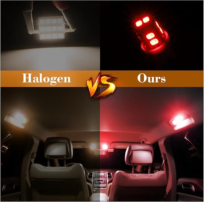 24 Pieces Dome Light LED Car Interior Bulb Kit Set 194 T10 DE3175 578 31mm 42mm Bulbs Interior Replacement Lights for Car Map License Plate Door Side Marker Cornering Trunk Light - Red