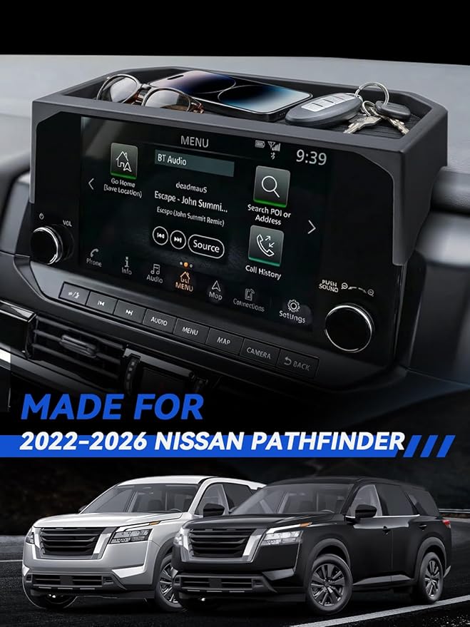 for Pathfinder Dashboard Center Console Organizer 2026 2025 2024 2023 2022 Pathfinder SL/Platinum/Rock Creek Accessories 9’’ Behind Screen Organizer Box Dash Tray-Only for 9" Screen
